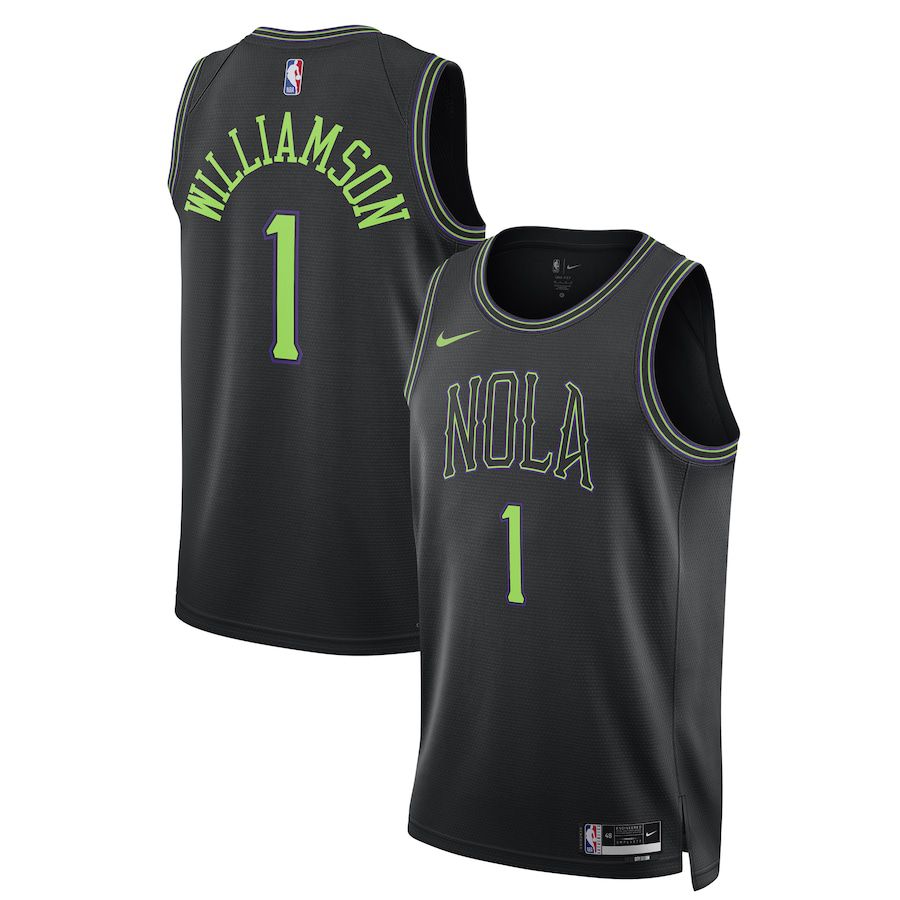 Men New Orleans Pelicans #1 Zion Williamson Nike Black City Edition 2023-24 Swingman NBA Jersey